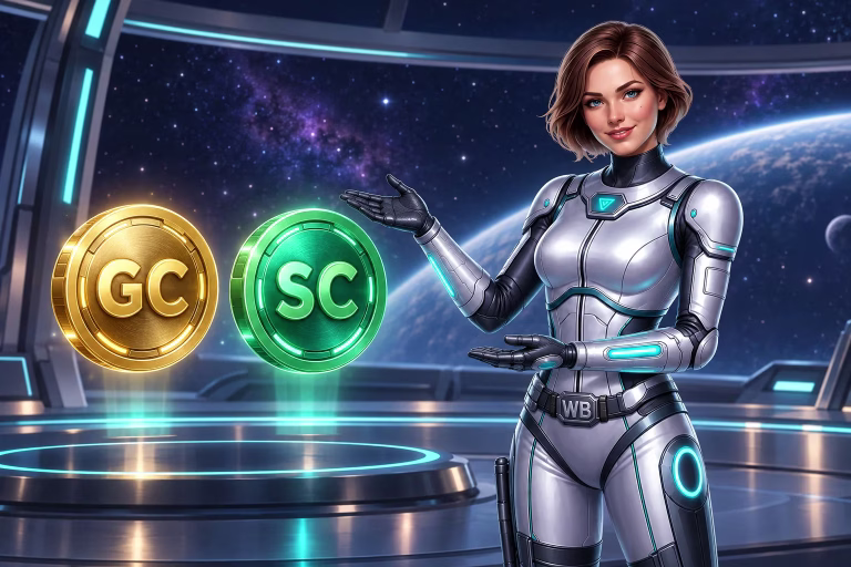 Wren compares a gold GC coin and a green SC coin in the Gold Coins vs. Sweeps Coins guide.