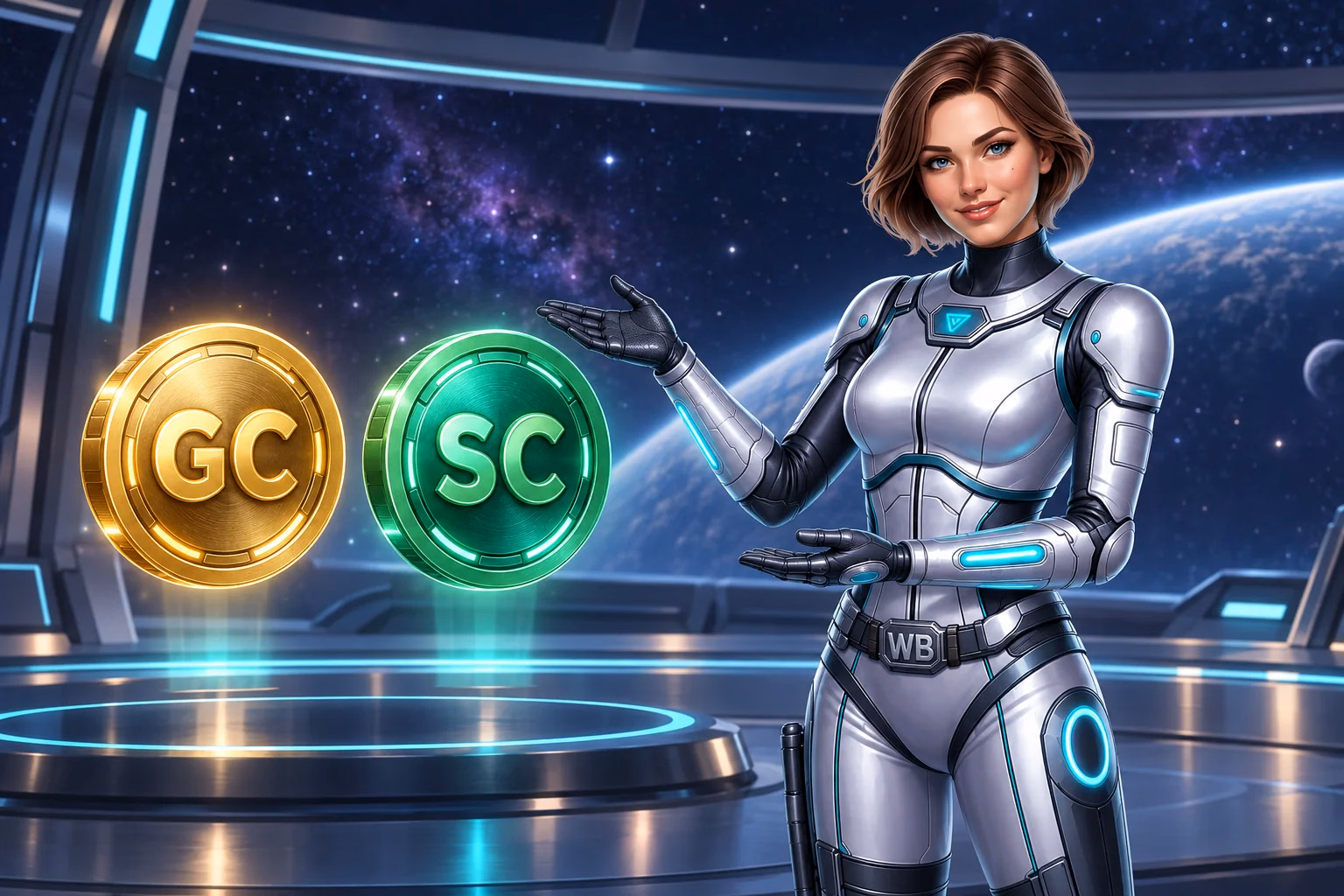 Wren compares a gold GC coin and a green SC coin in the Gold Coins vs. Sweeps Coins guide.