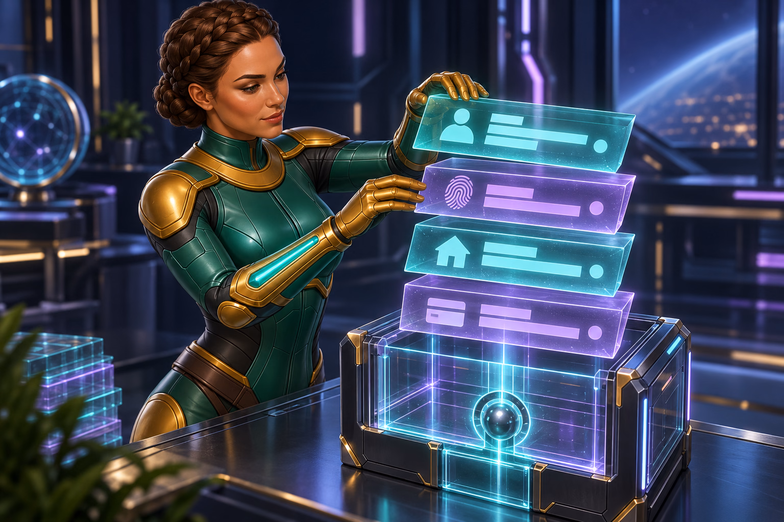 Sierra Ceres sorts four identity-check records on a secure ship display