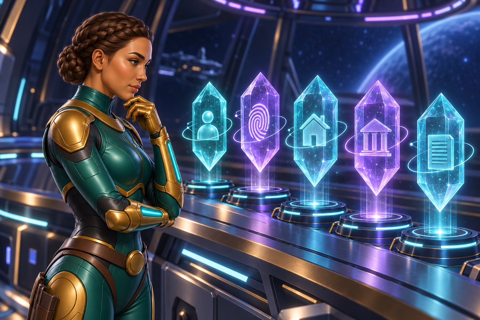 Sierra Ceres reviews prize-redemption checks on a calm ship control panel