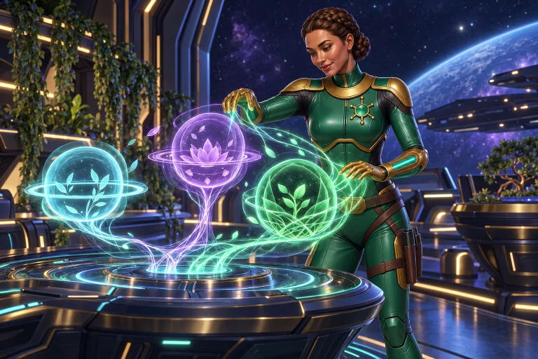 Sierra adjusts glowing garden controls in a guide to responsible social gaming tools.