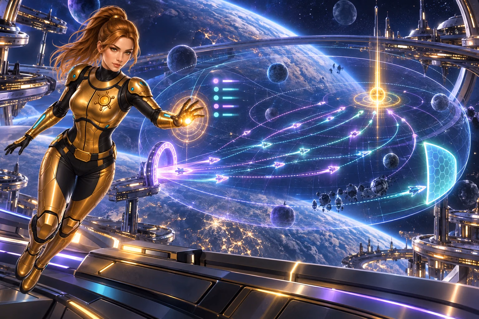 Gigi follows glowing race paths, illustrating social casino events and competitions.