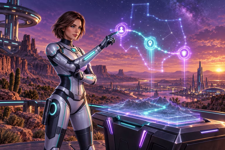 Wren checks location symbols above a desert landscape in the guide to playing Win Bonanza in Texas.