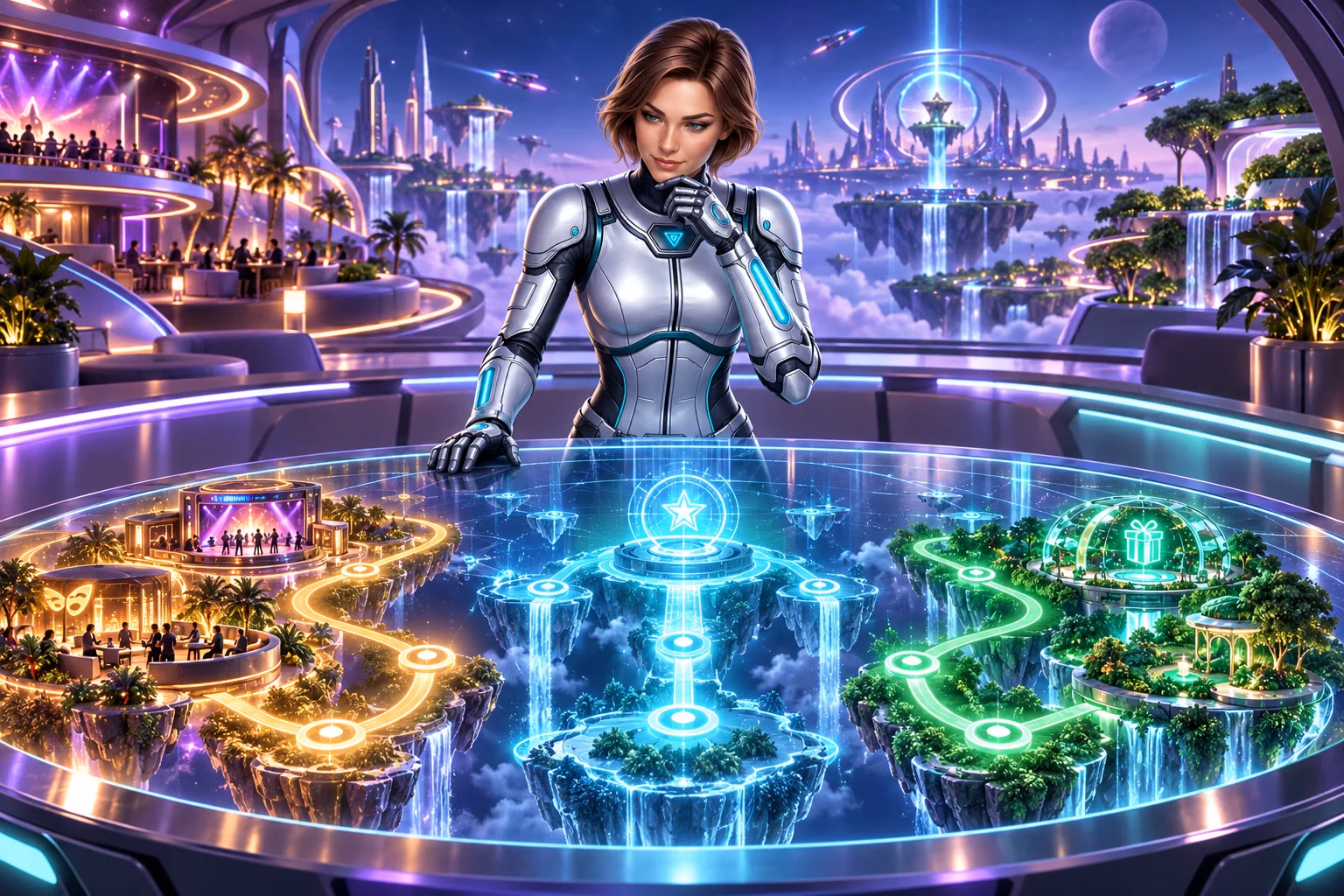 Wren explores connected platforms in a space city, introducing how sweepstakes casinos work.