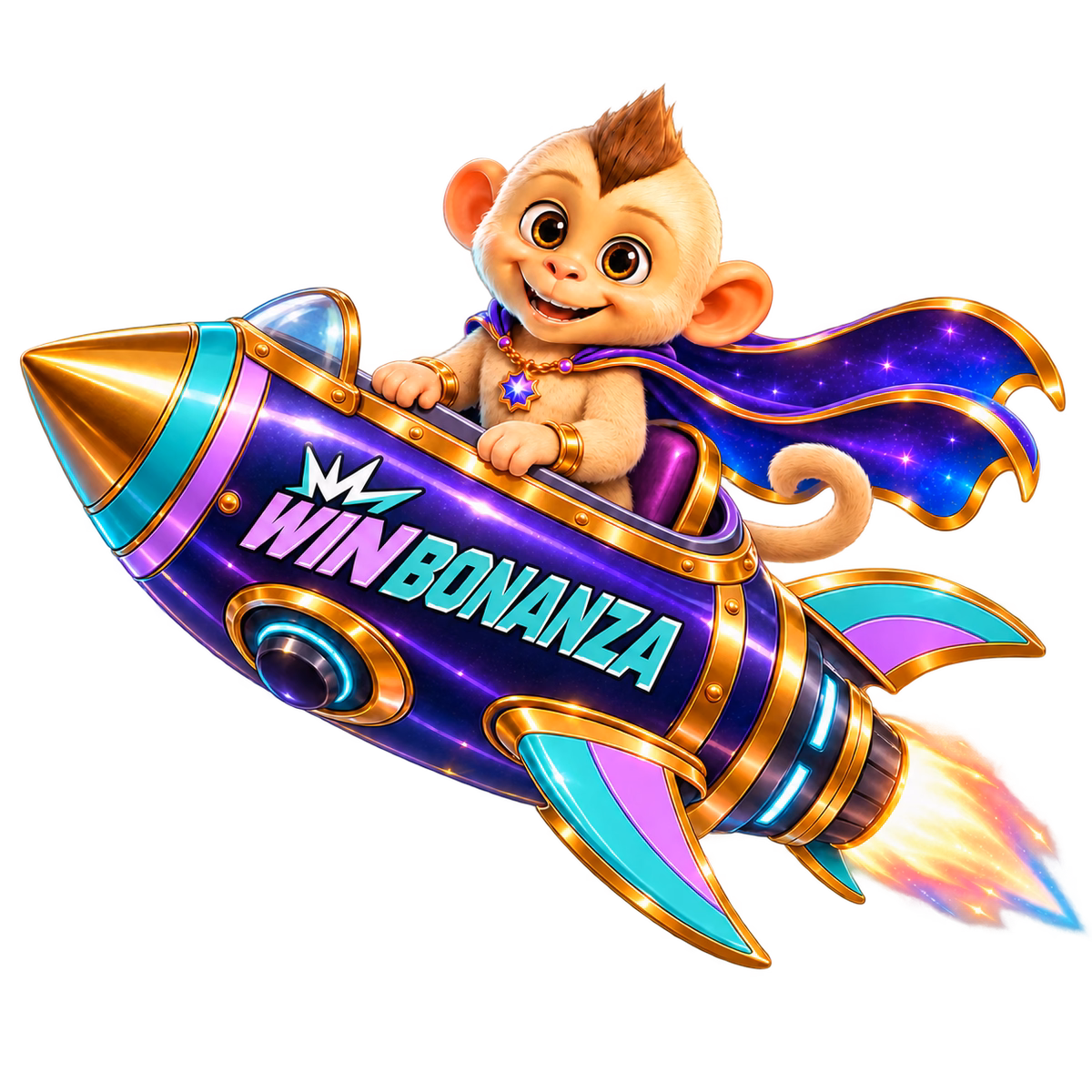 Winnie pilots a Win Bonanza rocket, welcoming readers to the sweepstakes casino guide.